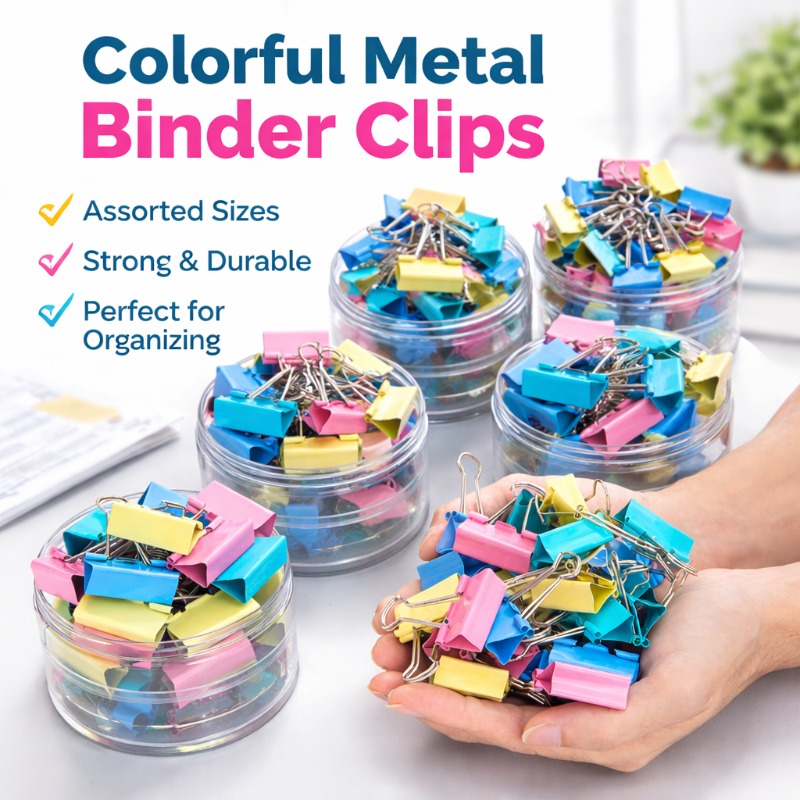 Office Stationery And Supply - 40PCS/Set Long Colorful Metal Binder Clips,