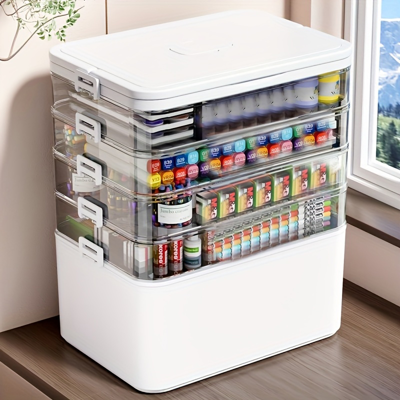 Office Stationery And Supply - Multifunctional Multi-Layer Storage Box with Handle,