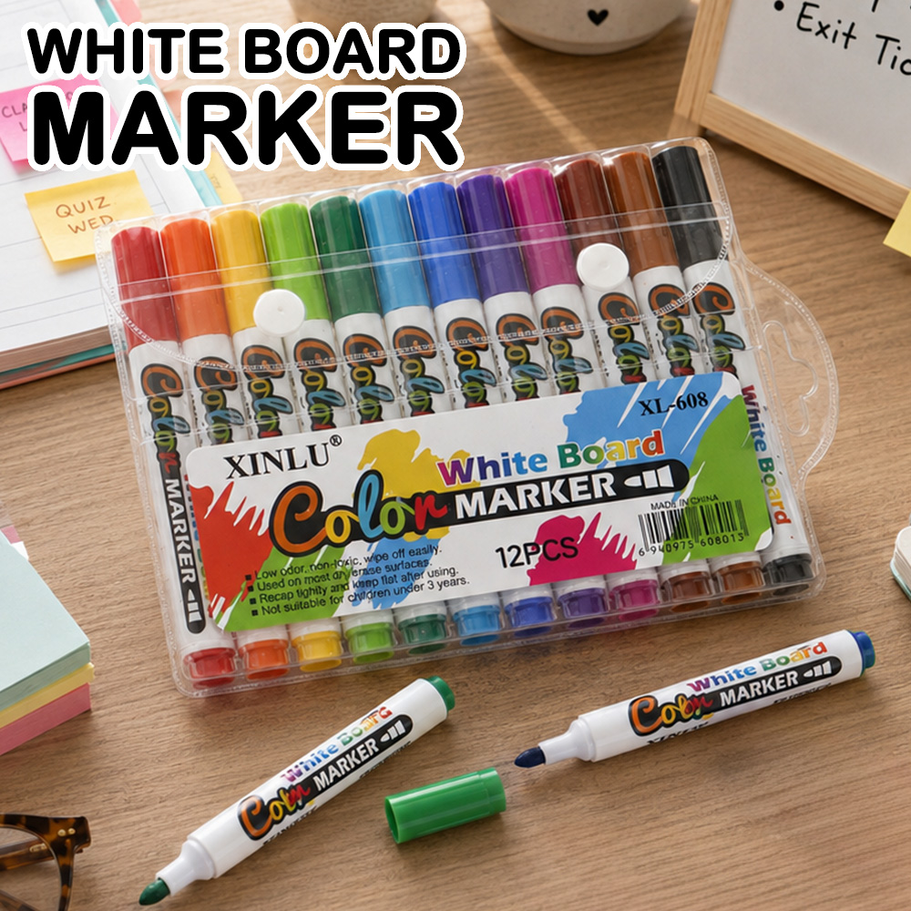 Whiteboard Marker Set - 12 Colors Erase Whiteboard Marker Pens