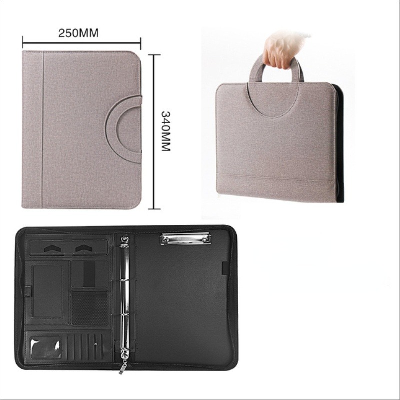 Portfolio Folder Zip - 1Pc A4 PU Leather Zipper File