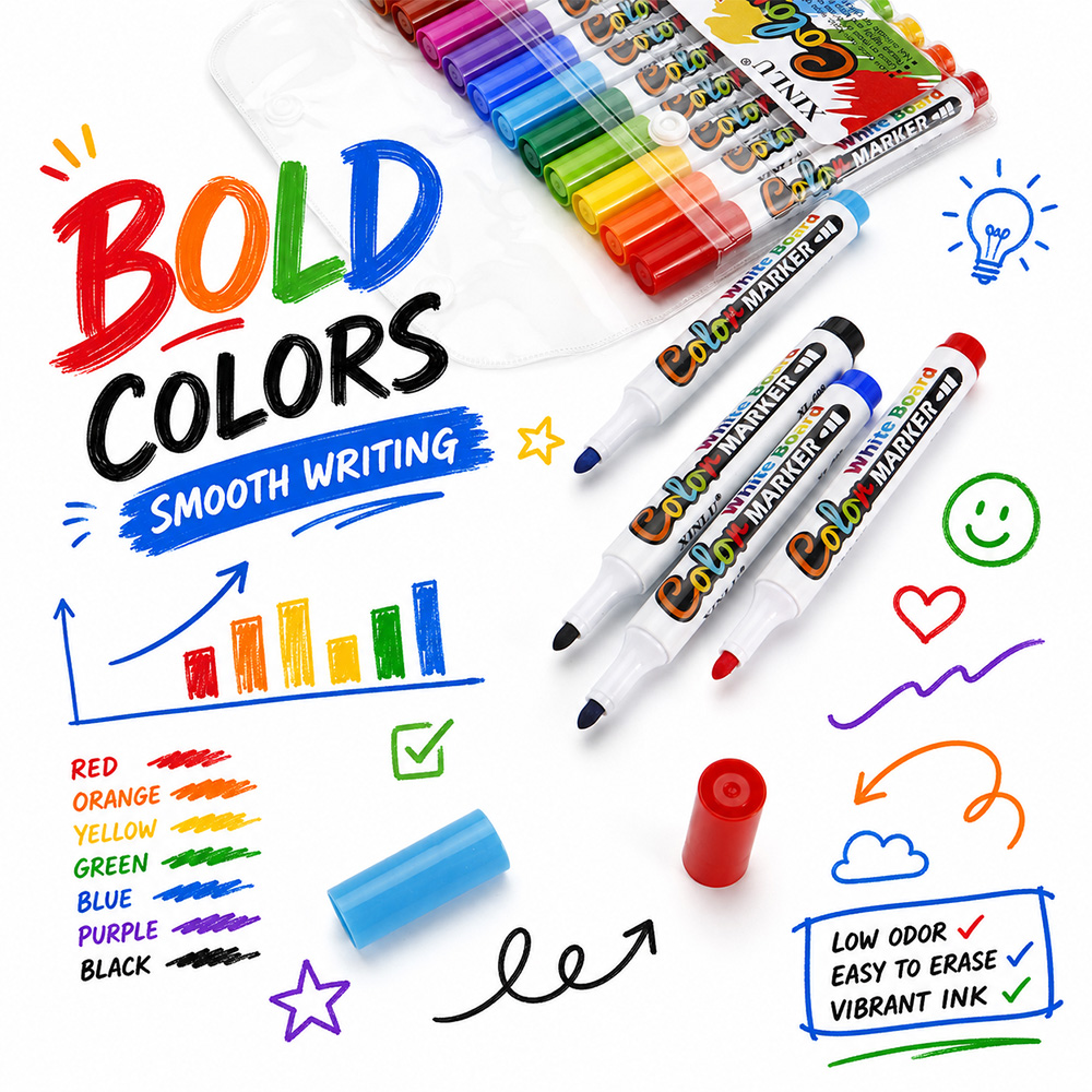 12 Colors Erase Whiteboard Mar - Whiteboard Marker Set 评论和价格