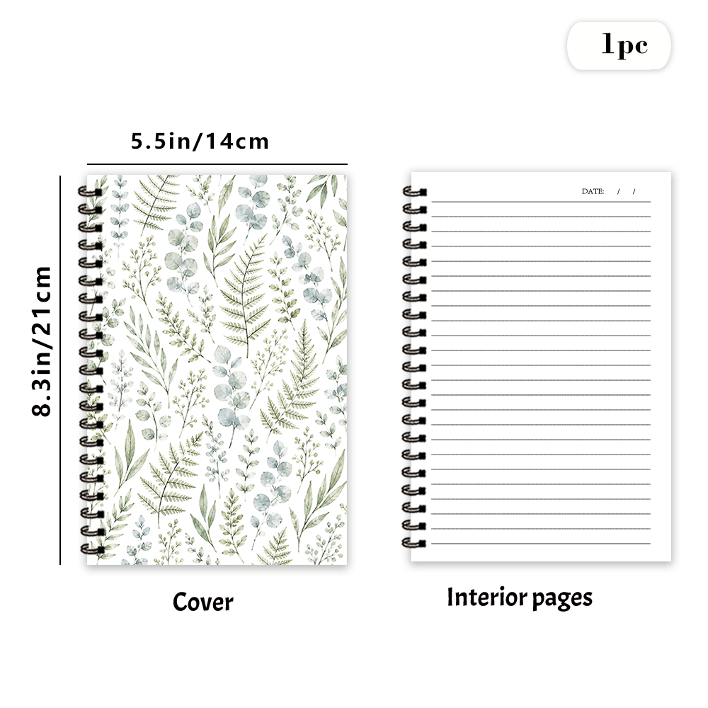 Watercolor Eucalyptus Leaf Not - Notebook Dotted A5 评论和价格