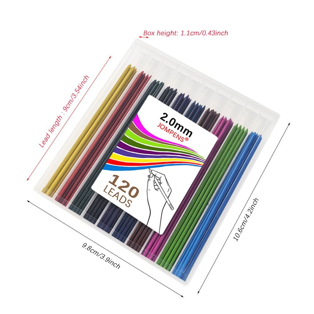 120pcs 2.0mm Lead Pencil Refil - Mechanical Pencil Lead 评论和价格