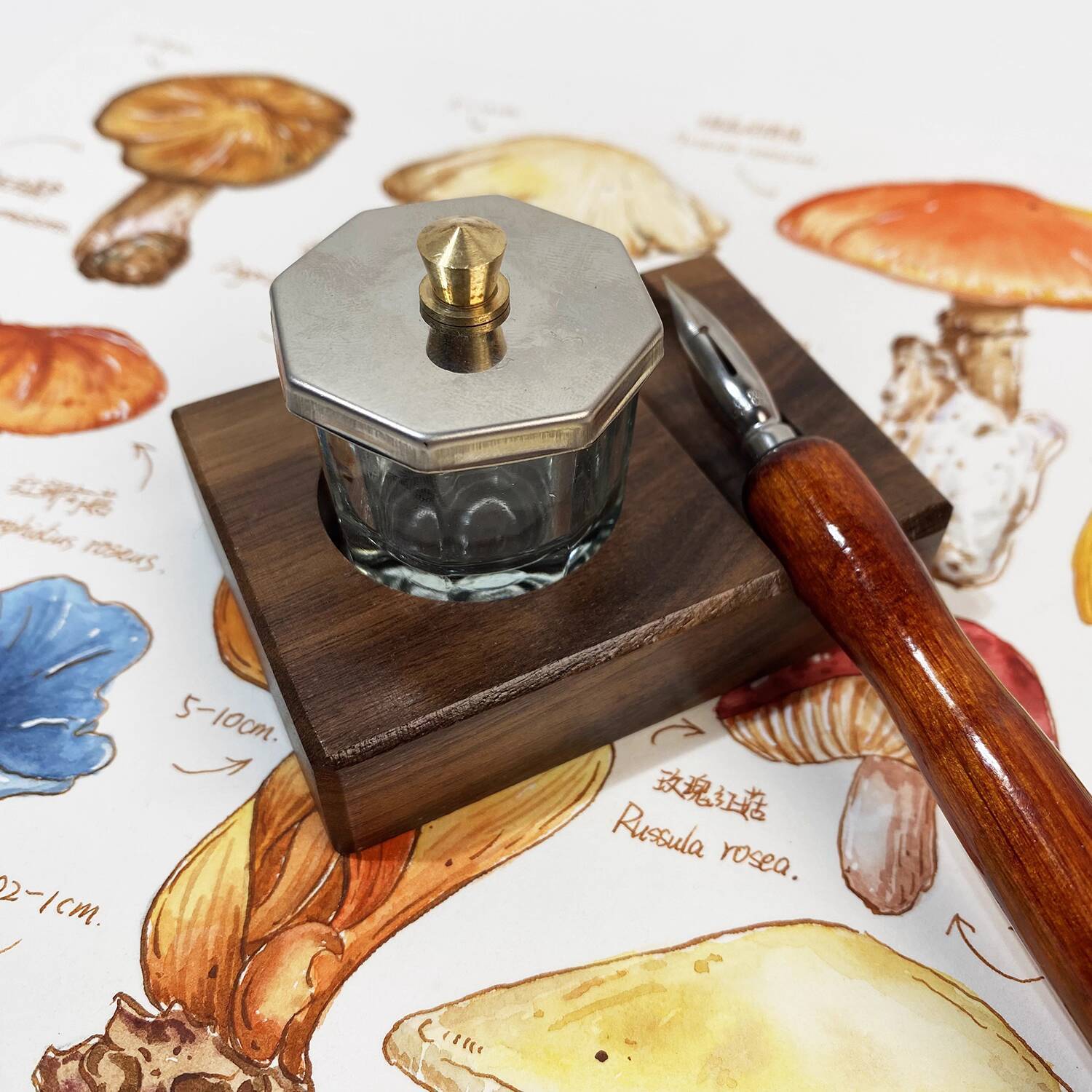 Ink Base Pen Rest Wooden Stand - Calligraphy Ink Bottle 评论和价格
