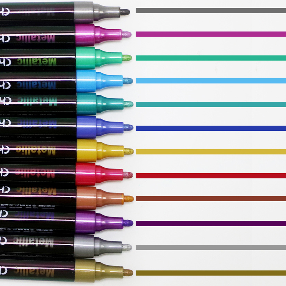 12 Colored Removable Metallic  - Whiteboard Marker Set 评论和价格